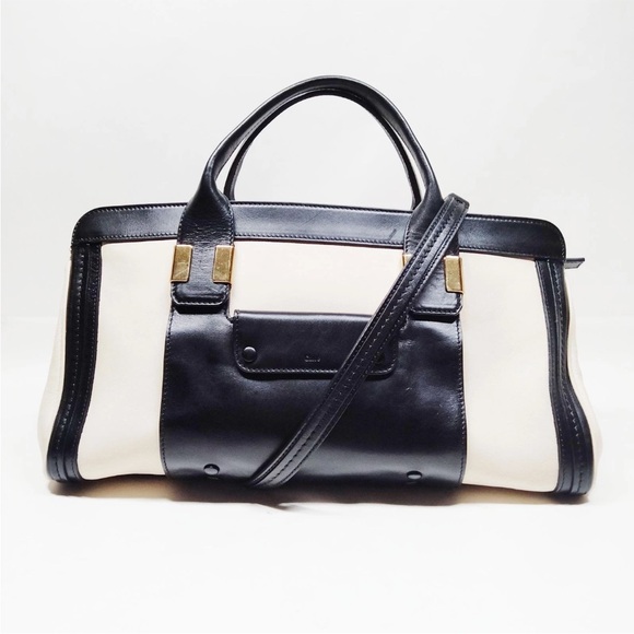 Chloe Handbags - CHLOE Alice Cream and Black Leather Crossbody Satchel 2 Way Bag -Husky White EUC